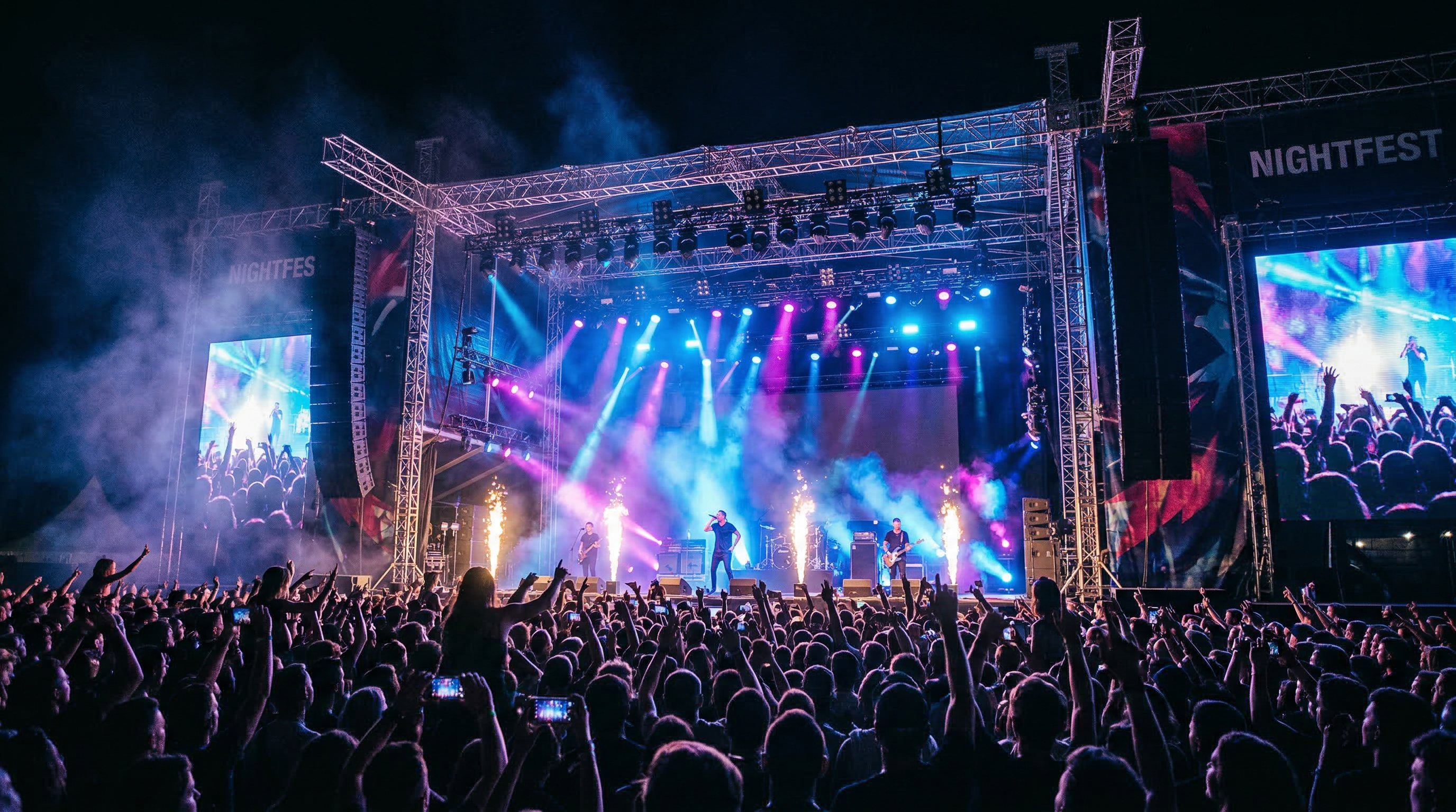 Outdoor music festival with full stage production
